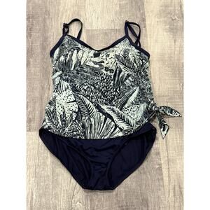 Rose Marie Reid One Piece Tankini Look Swimsuit Tummy Coverage Size XL‎ 14/16